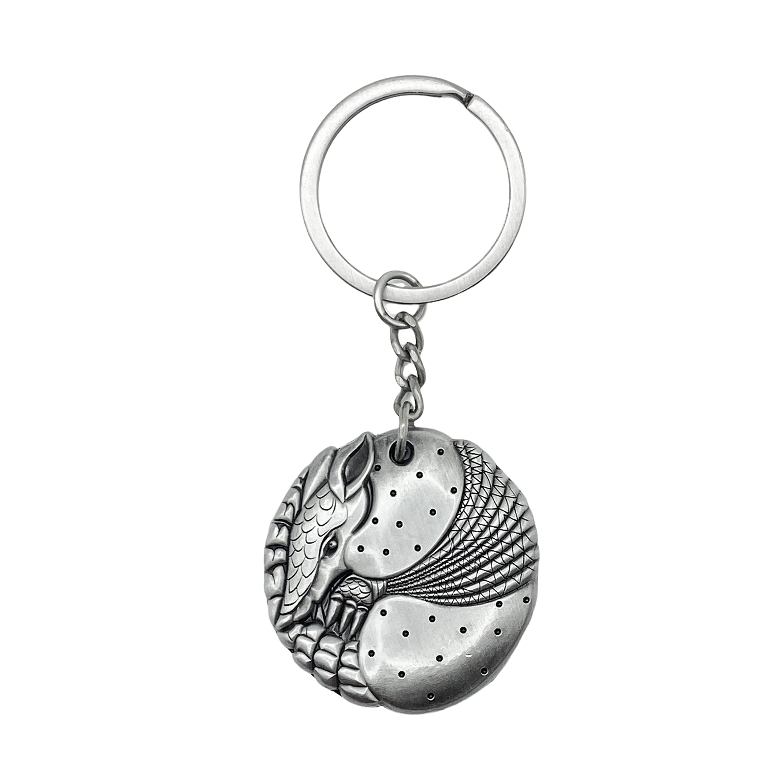 Sonoran Souvenirs Armadillo Pewter Keychain - Aardvark Charm Decorative Texas Gift, Pewter, S