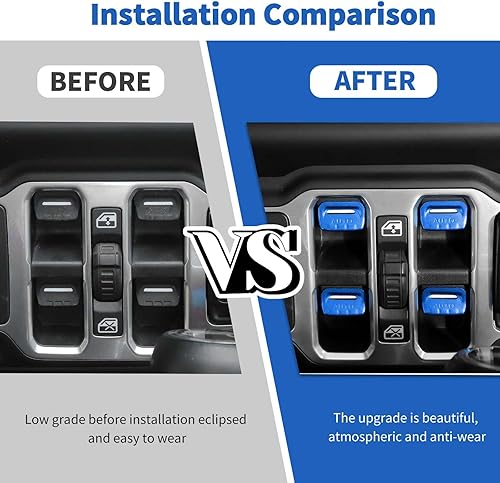 Miniatura 7 de Jimen Cubierta de botón de ventana para JLJT, paquete de 4 cubiertas para interruptor de ventana, accesorios interiores compatibles con Jeep
