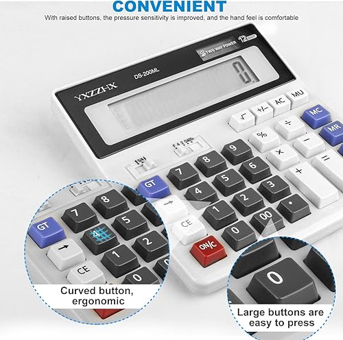 Miniatura 5 de Desk Calculator 12 Digit Extra Large 4.3-Inch LCD Display, Two Way Power Battery and Solar Calculators Desktop, Big Buttons Easy to Press Used as