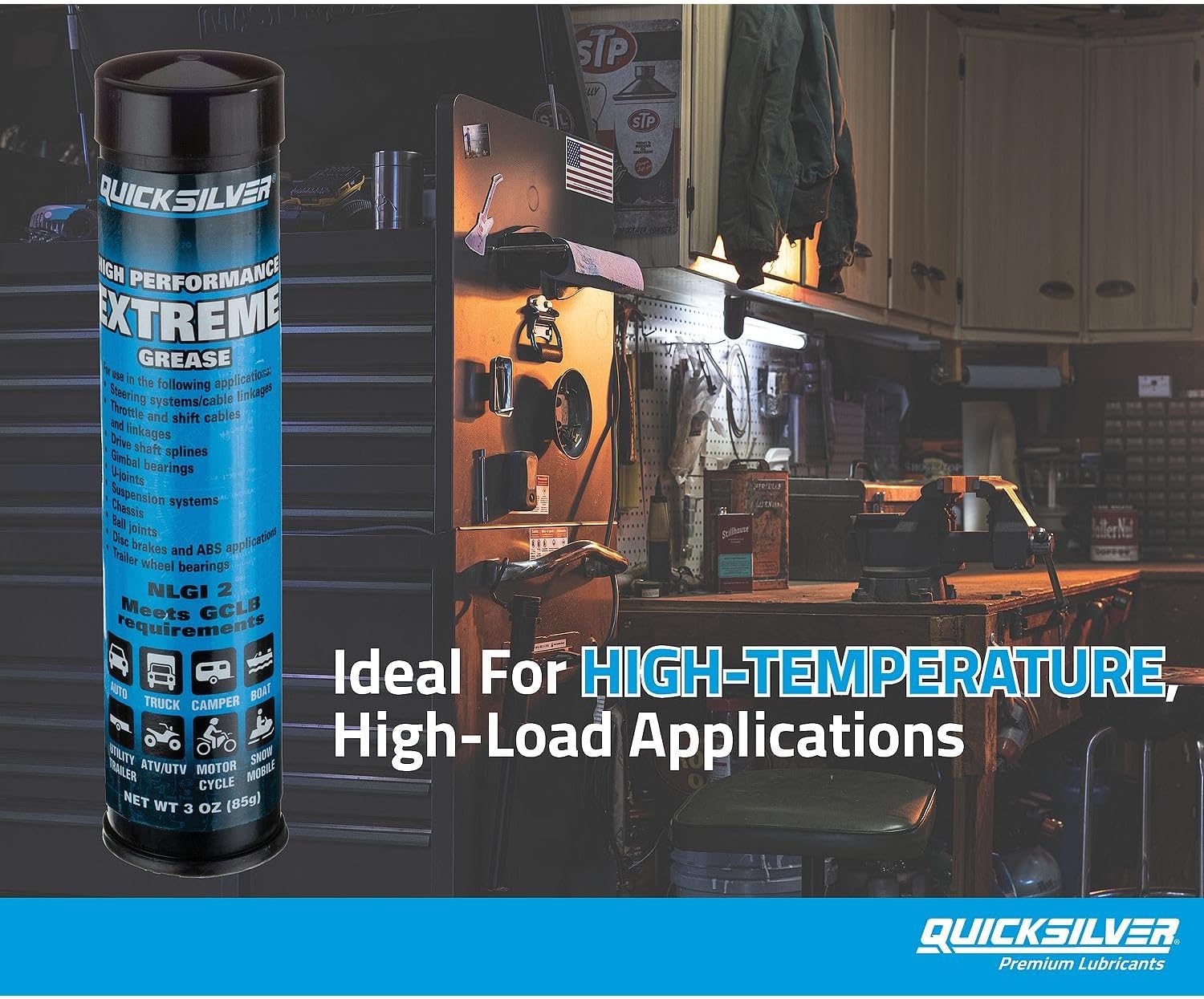 Quicksilver 8M0071837 High Performance Extreme Grease/Lubricant with PTFE, 3-Oz. Cartridges, Pack of 3