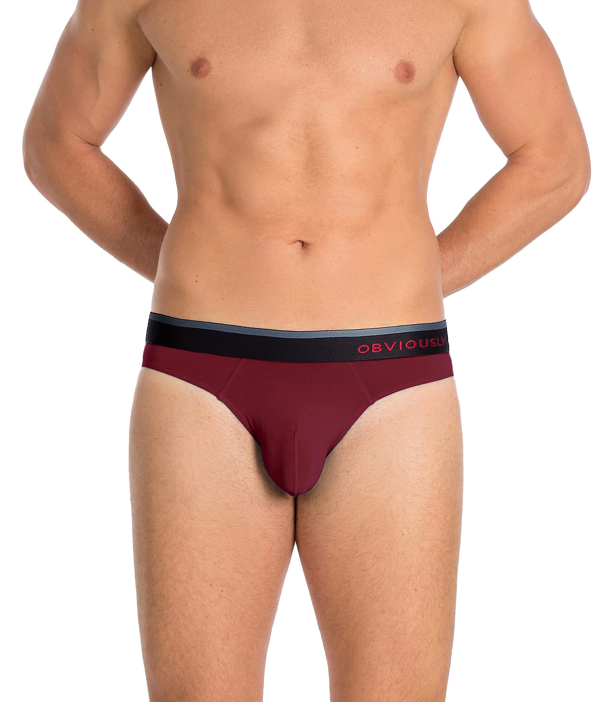 Obviously Men's Maroon Underwear Hipster Brief Primeman Anatomax (Maroon/M)