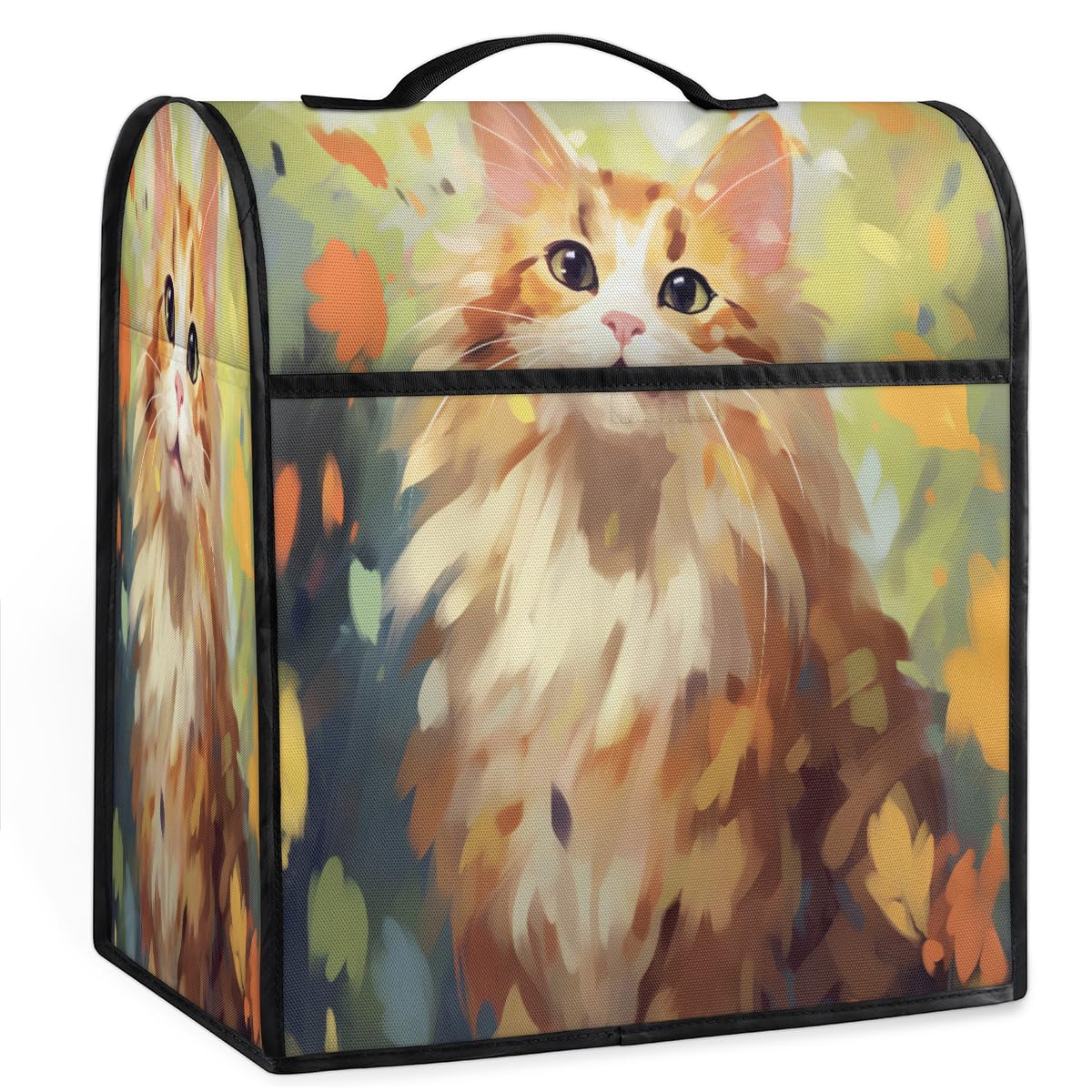 Coffee Maker Cover Watercolor Cute Cat Kitchen Appliance Covers Small Appliance Covers Blender Cover Juicer Cover Dust Covers for Kitchen Appliances with Top Handle and Pockets,Washable,C377