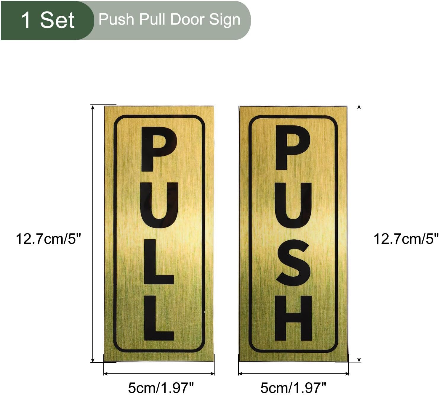 YOKIVE PVC Push Pull Door Sign, 1 Set 5" x 2" Door Sign Self Adhesive Fixed | Push Pull Sign Decals Labels Great for Home Office Shop (Golden Black)