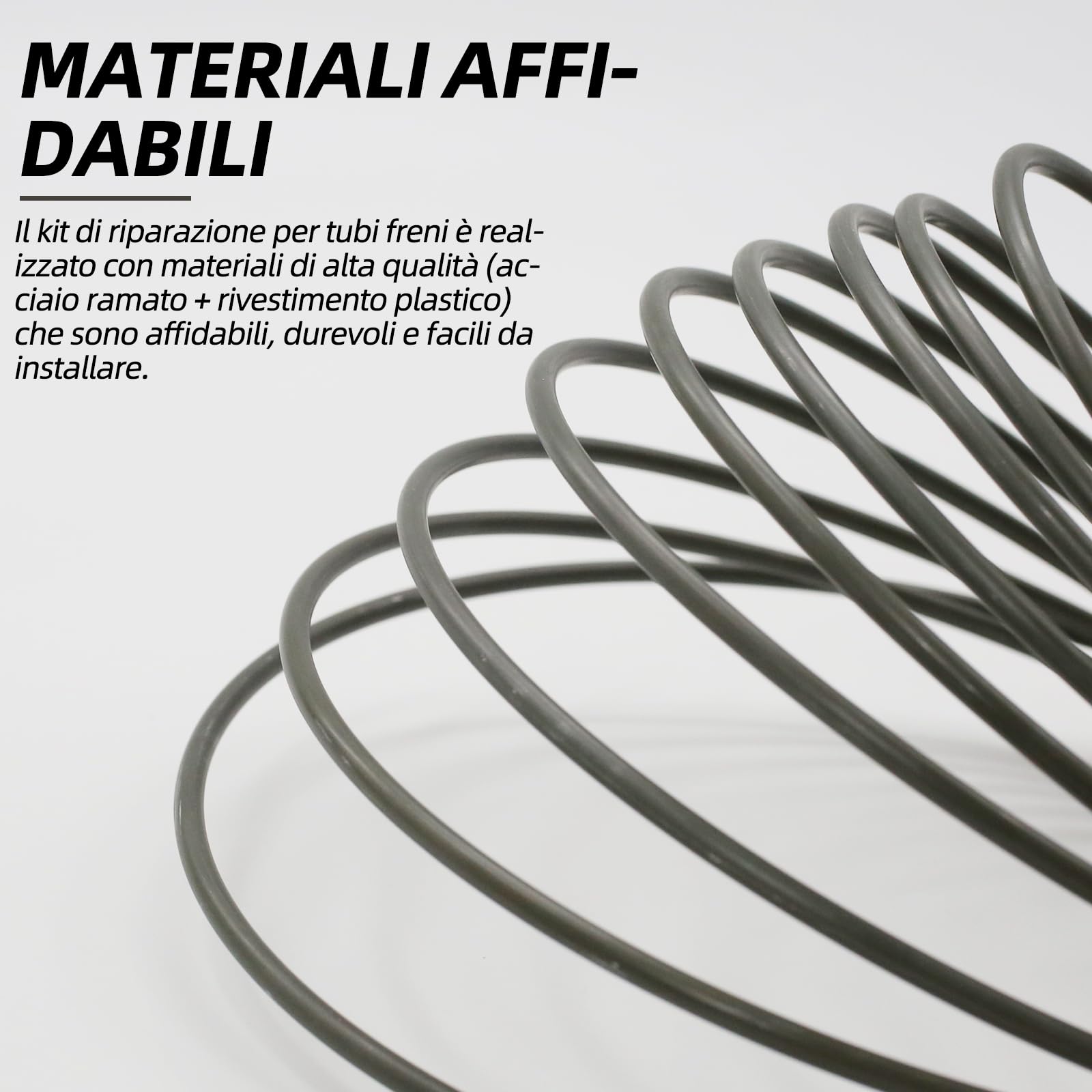 2 tubi del freno da 5 m, Ø 4,75 mm, set con 10 raccordi e 5 connettori M10 x 1, DIN 74234, bordatura F, adatto per auto, moto