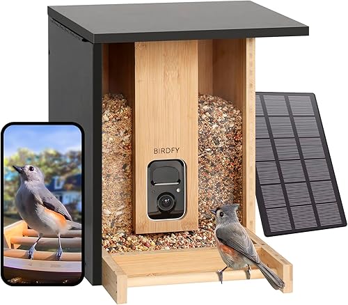 NETVUE Birdfy - Comedero inteligente mejorado para pájaros con cámara alimentado por energía solar, captura automáticamente cada pájaro y notifica a