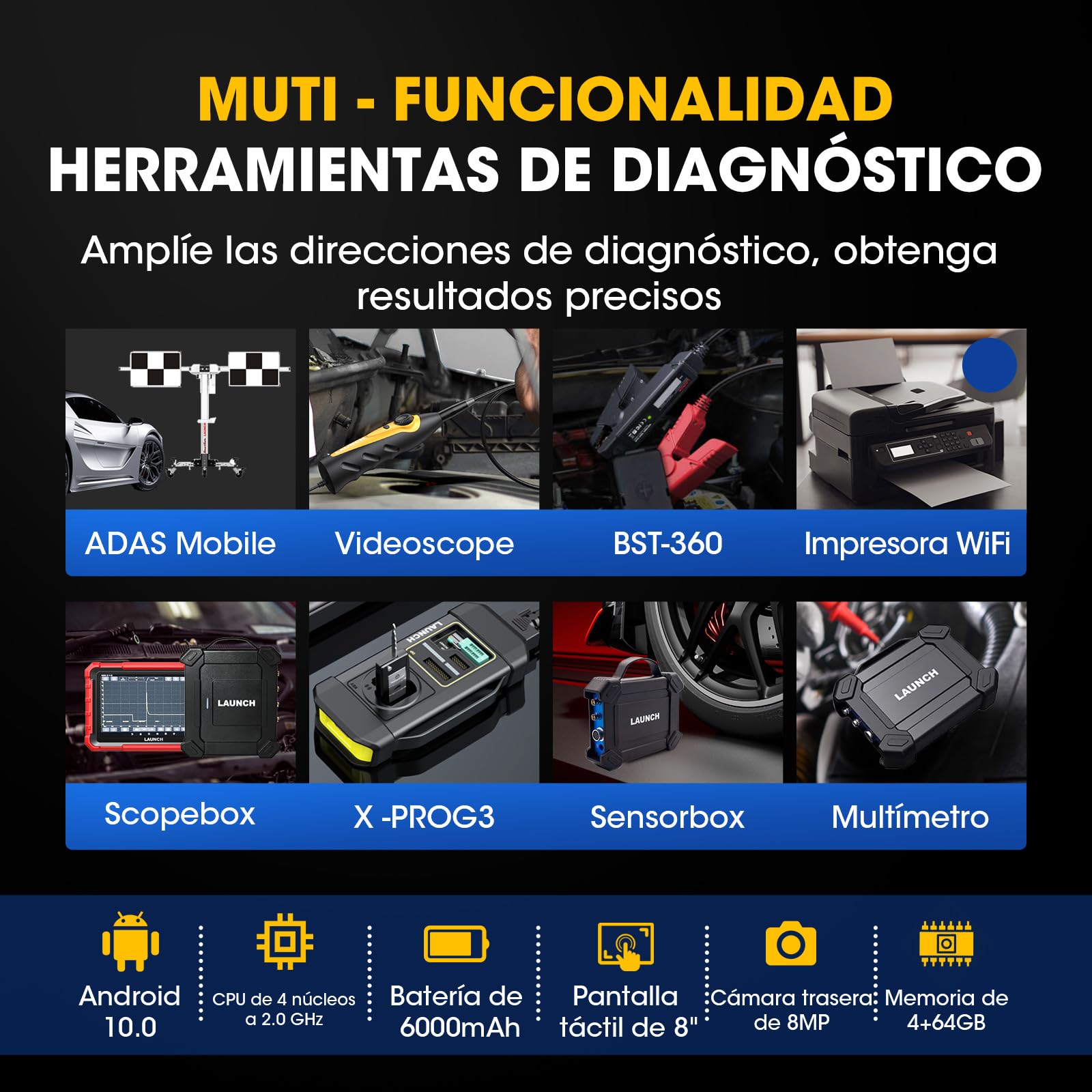 Launch X431 Pros Elite OBD2 Diagnosis Coche Multimarca, Codificación ECU, Sistema Completo Bidireccional Scan Tool, Soporte 45+ Servicios, CANFD&DoIP, Función Guía, 2 Años de Actualización Gratuita