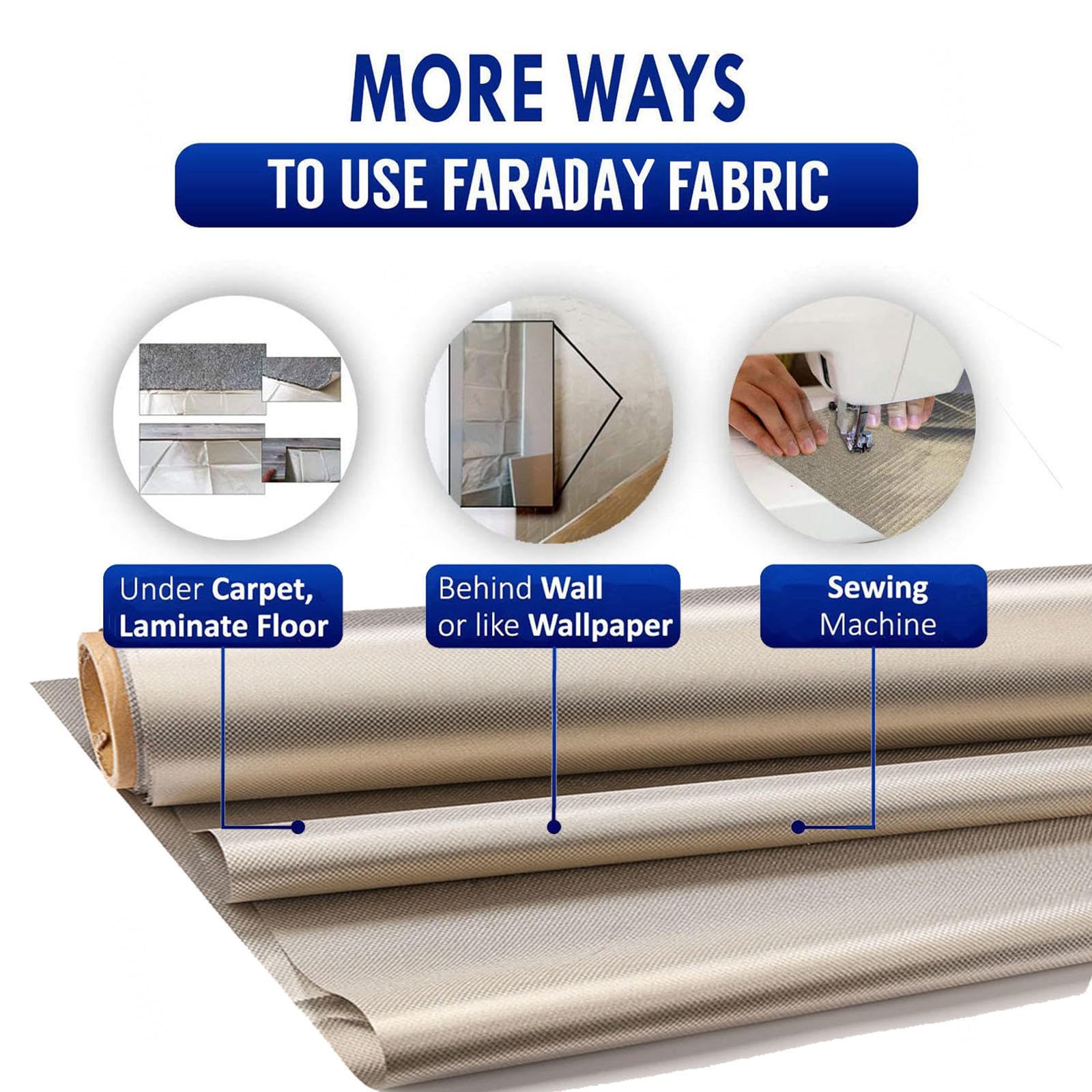 Faraday Fabric-EMI RFID Bloc de Mise à la Terre WiFi/RF Anti-radiations Tissu Bloquer Les Signaux RF des Appareils DIY Boite Faraday Blocage de Cuivre,silver-10m