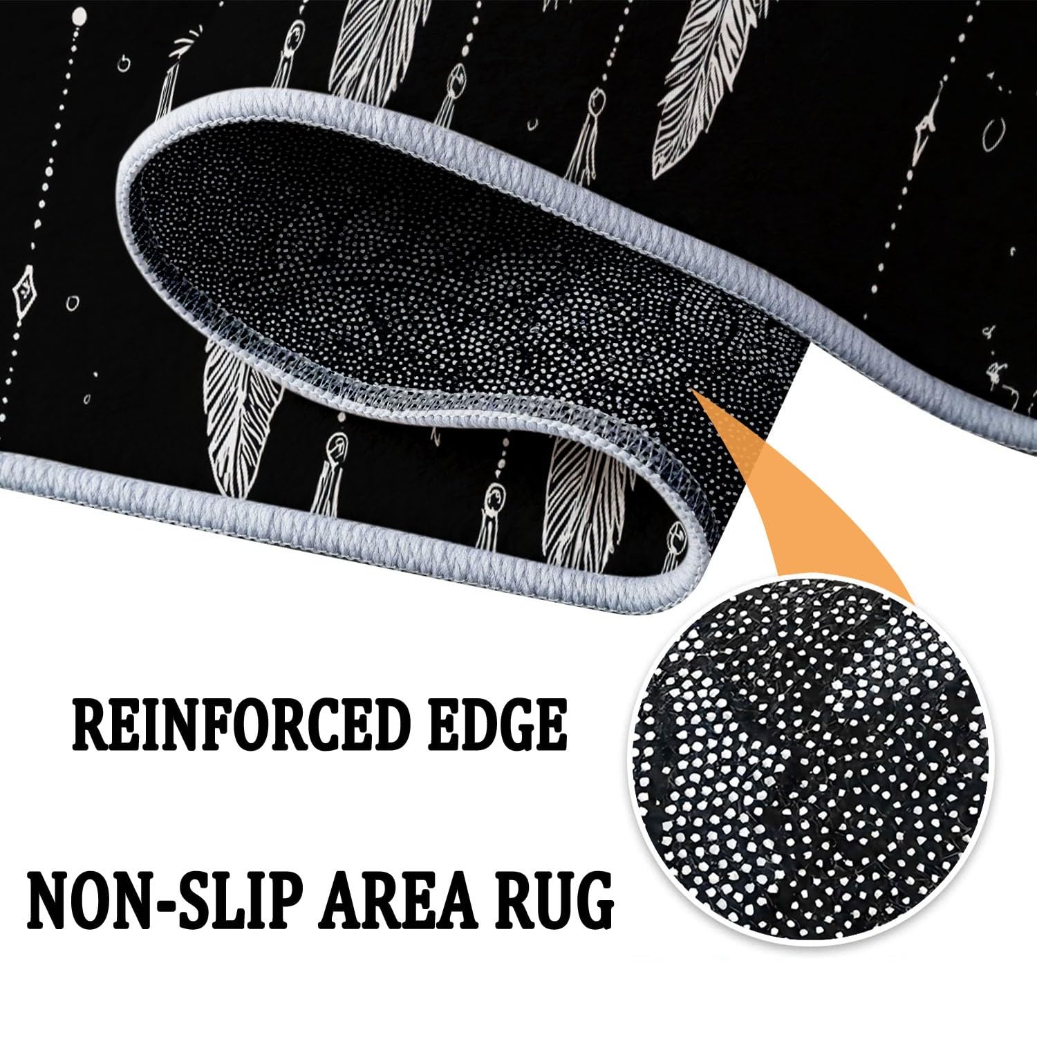 Générique Classique Soleil Lune Tapis Rond Enfant 180 cm, Lavable & Antidérapant, Noir Boho Ethnique Gothique Tapis de Jeux Doux pour Chambre Bébé & Nurserie