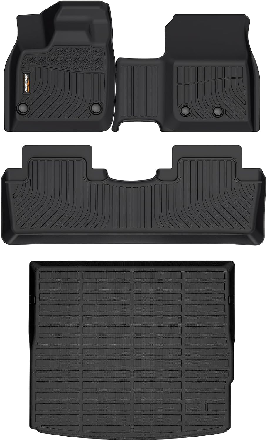 Binmotor-All Weather Car Floor Mats and Cargo Liner Set for Nissan Ariya 2023-2025, 2 Rows with Cargo Mat Set, TPE Liners for Ariya Accessories Mats Trunk Liner Mat-Black