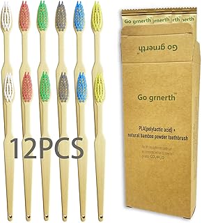 12pcs Pre-Pasted PLA Biodegradable Toothbrushes with Soft Bristle.Degrade into Water and Carbon Dioxide.Single Use Waterless Tooth Brush with Soft Bristles for Airbnb Hotel Camping Travel