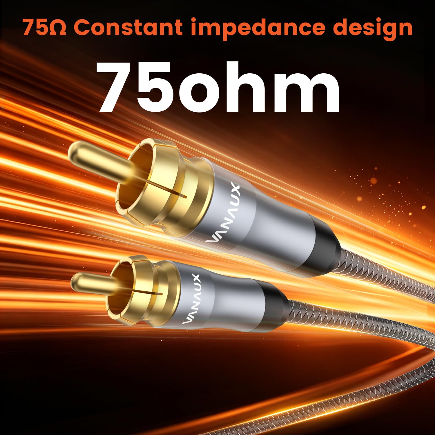 VANAUX Cable de subwoofer, cable de audio coaxial digital de 26 pies, cables RCA a RCA, macho a macho mono [20AWG, chapado en oro, cubierta trenzada] para cine en casa, HDTV, barra de sonido de