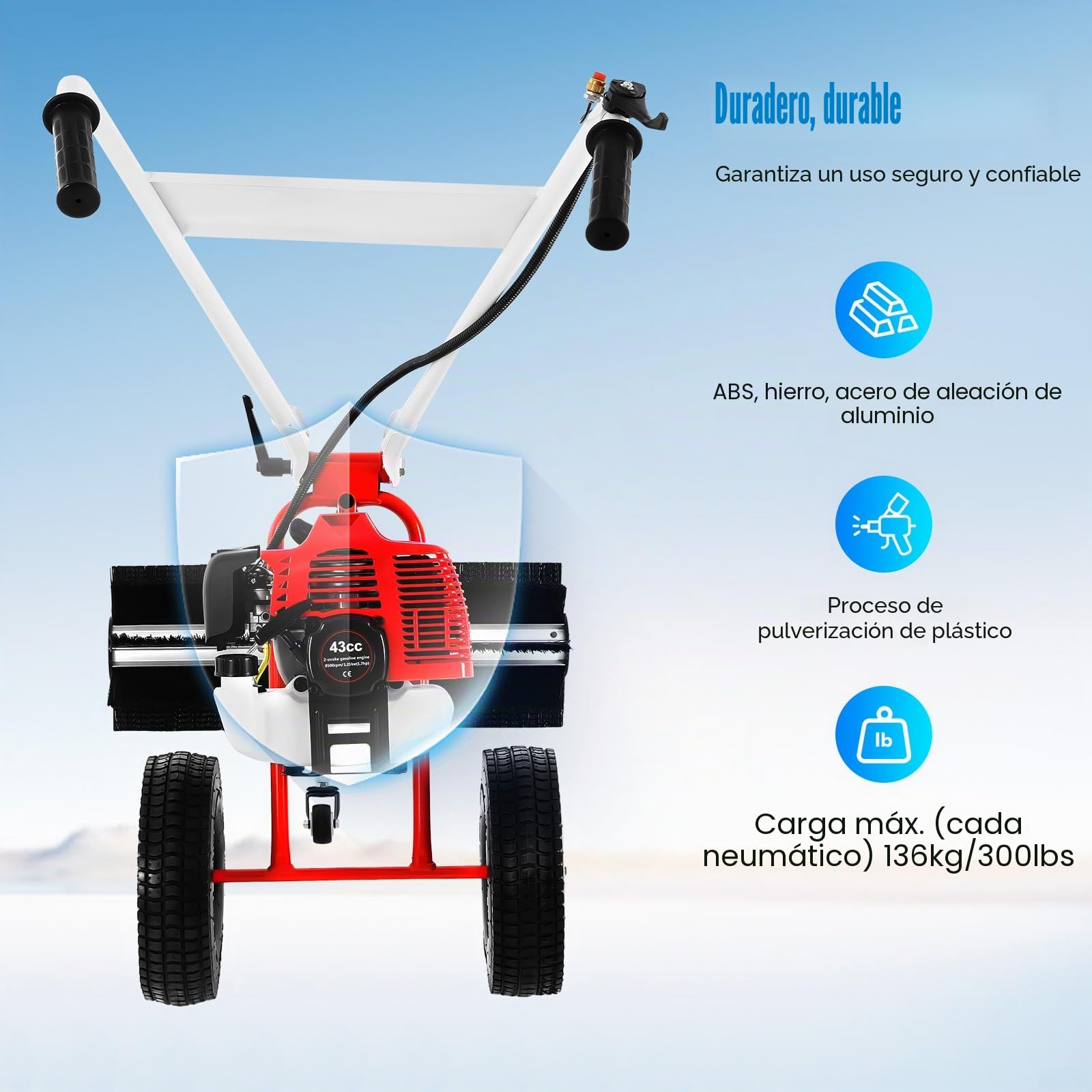 Barredora manual de 2 tiempos, motor de gasolina de 1,25 kw, gasolina, recolector de césped, 8500 rpm, barredora de césped, cortacésped manual para césped artificial