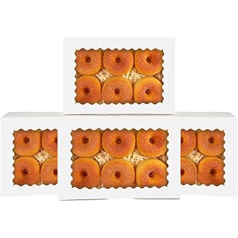 Gcardist Pack of 15 White Biscuit Tins with Window 22.86 x 15.24 x 6.35 cm Pastry Macaron Bakery Box for Packaging 9 x 6 x 2.5 inches