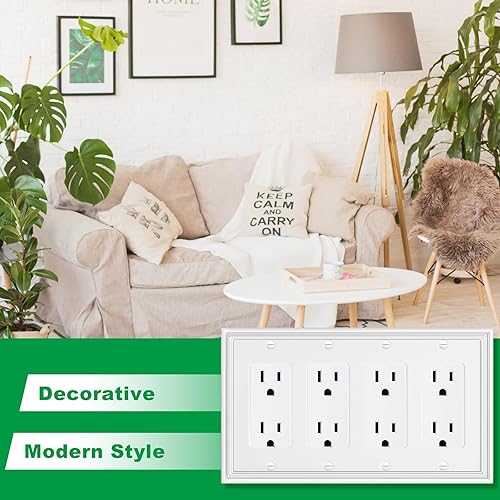 Miniatura 4 de Placa decorativa de pared moderna blanca para interruptor de luz, cubiertas de enchufes decorativos, placas de interruptor basculante, placas de