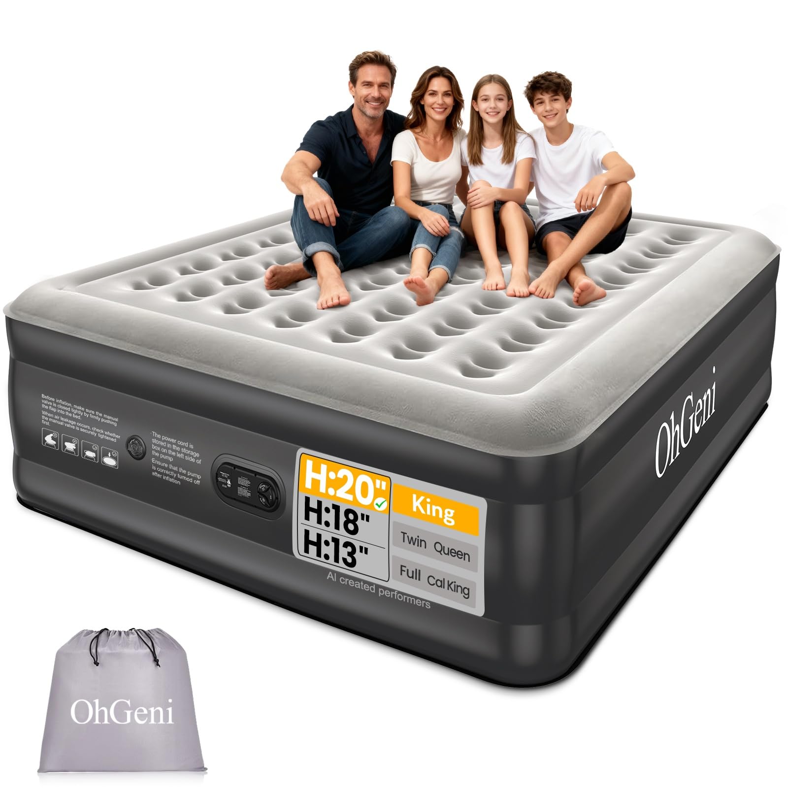 Photo 1 of OhGeni King Size Air Mattress with Built-in Pump