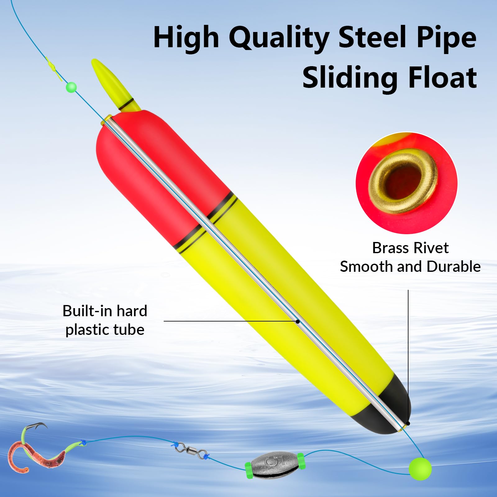 THKFISH Fishing Slip Bobbers, EVA Foam Bobbers Night Fishing Slip Bobbers Slip Corks for Fishing Catfish Bobbers Assortment Freshwater,4in 6in 7in