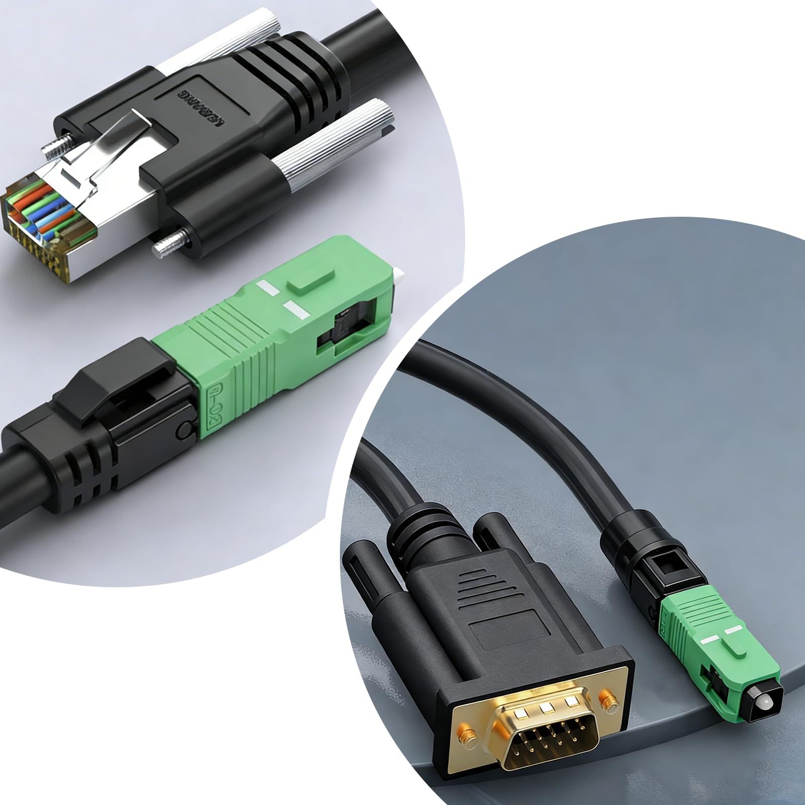 Conector SC/APC Fibra Óptica Rápido Verde Negro Preensamblado Inserción ≤0,3dB Retorno ≥50dB Lote 10