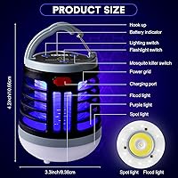 Vista 2 de Paquete de 2 unidades 3 en 1 Extractor de insectos con USB recargable, asesino de mosquitos, repelente portátil resistente al agua, para interiores