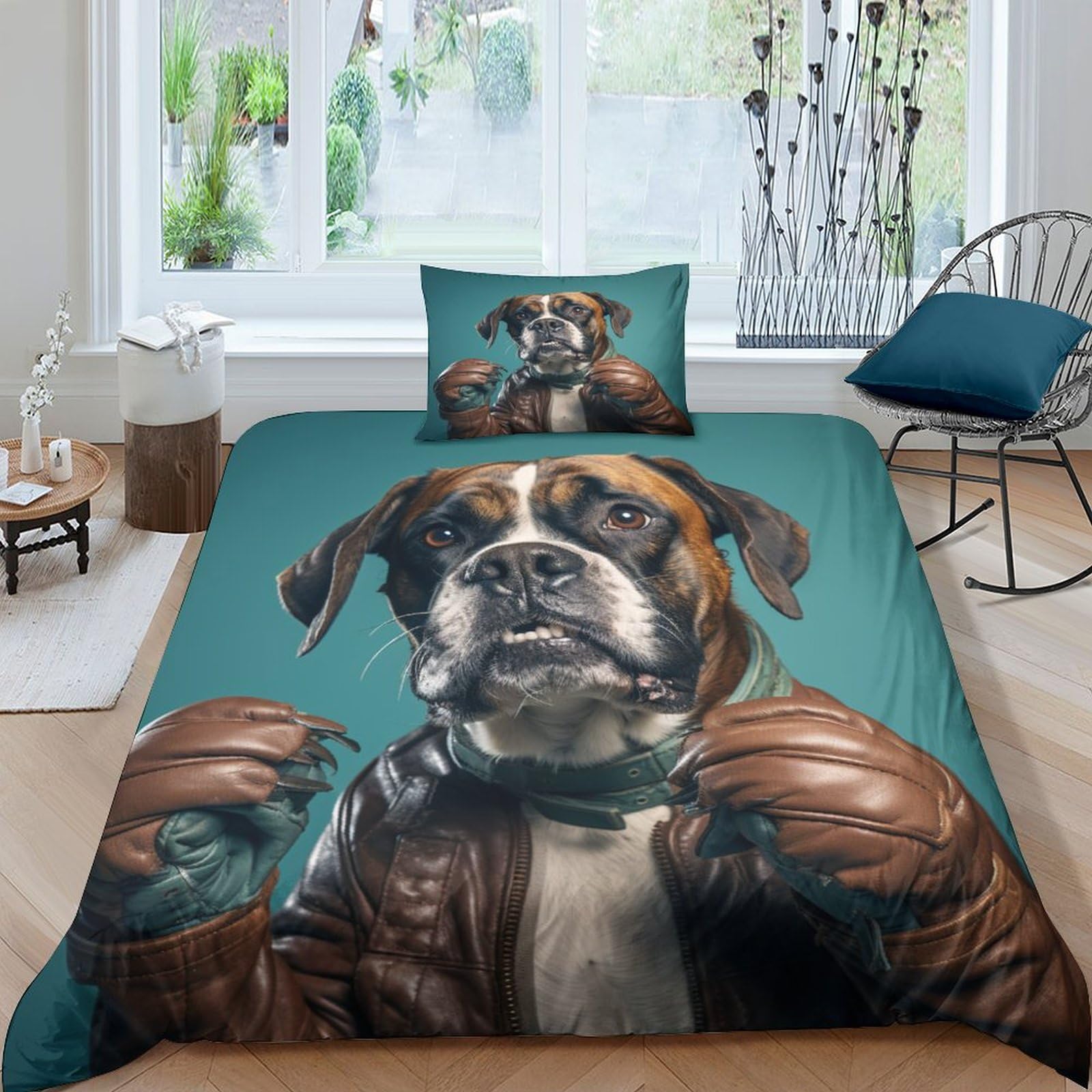 Housse de couette 2 pièces boxe et parure de lit enfants en microfibre respirante 135x200cm