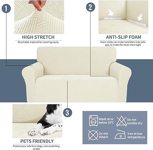 Miniatura 5 de JIVINER Funda para silla de sala de estar, 1 pieza con brazos de alta elasticidad, protector de muebles para sofá con parte inferior elástica (S,