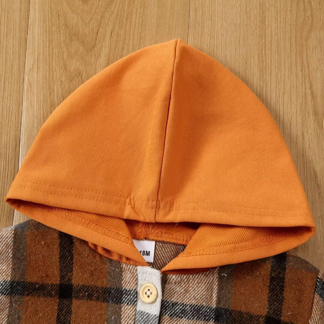Conjunto de sudadera con capucha y botones para niños pequeños, para otoño e invierno, de 12 meses, talla 5T