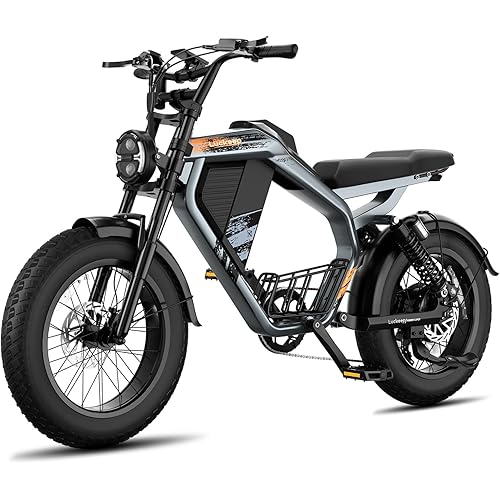 M5 Electric Bike for Adults/Teen, 2000W/2500W Peak Motor, 37.5/32 MPH, 48/52V, 15AH-40AH Dual Battery, 80/160 Miles 20" Fat Tire Electric Dirtbike, City Moped Electric Motorcycle for Adults