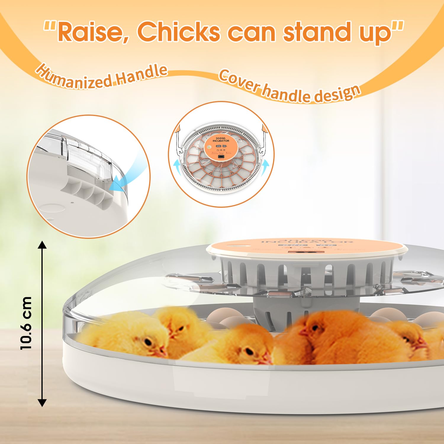 30 Egg Incubator with Automatic Egg Turning, Temperature Control and Humidity Monitor Incubators for Hatching Eggs, Chicken, Ducks, Goose, Pigeon, Quail, Parrot Incubator for Farm, Lab