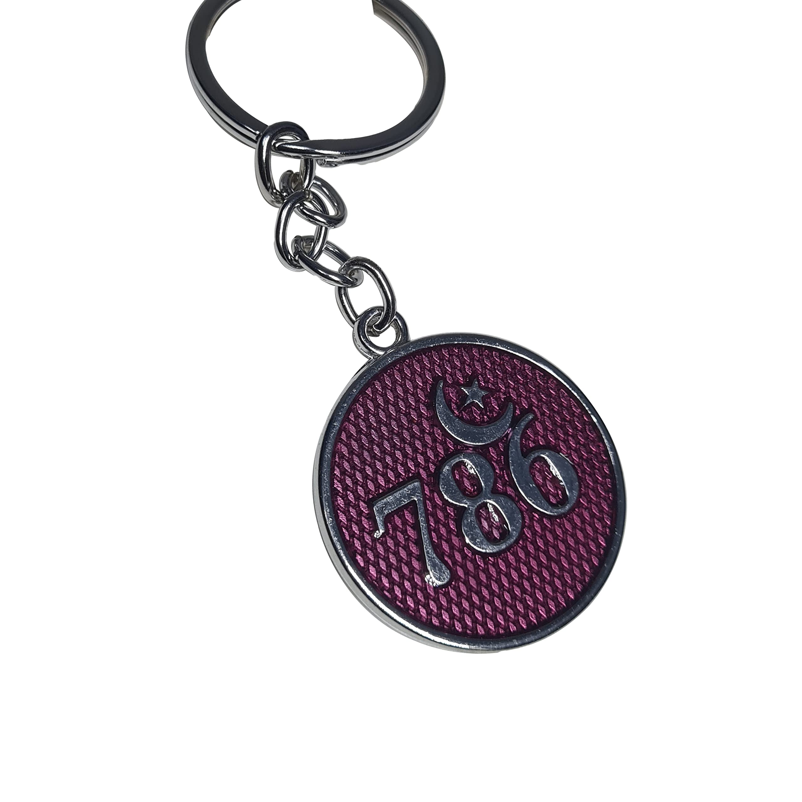 Islamic 786 allah lucky number megenta crescent moon star spiritual, Best for Gifting Zinc Metal Religious-1 Keychain Unisex-picture-50