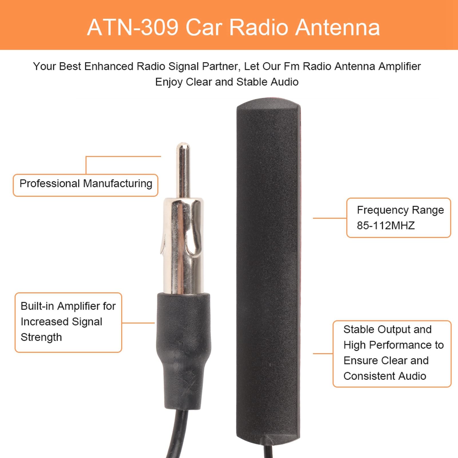 Antena radiowa Patch antena, 1 szt. Tbest uniwersalny plastikowy samochodowy radio FM łatka antenowa antena do montażu na przedniej szybie kabel 5M czarny