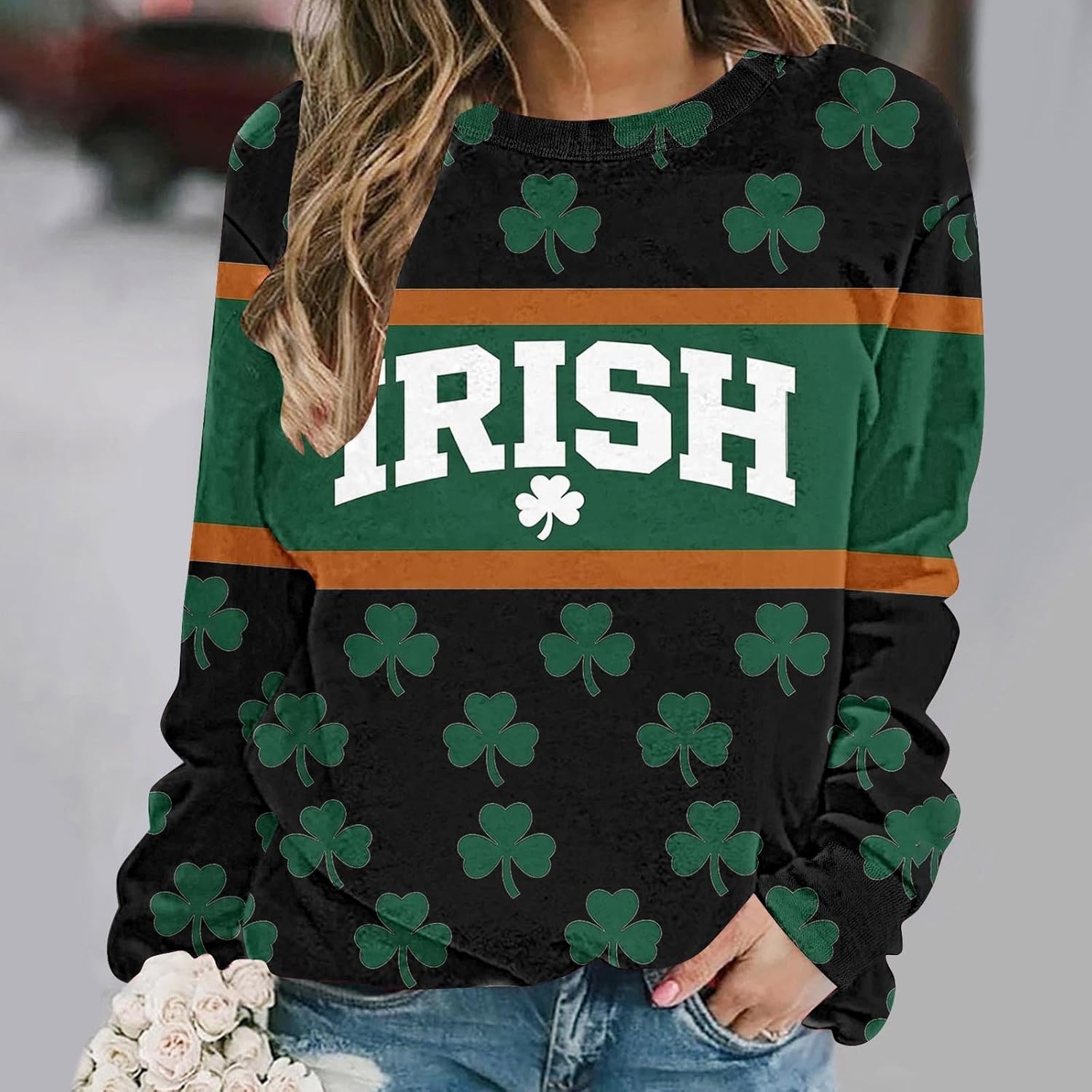SMIDOW St. Patricks Day Shirts For Women Long Sleeve Crewneck Irish Sweatshirts Oversized Saint Patty's Pullover Tops - Image 2