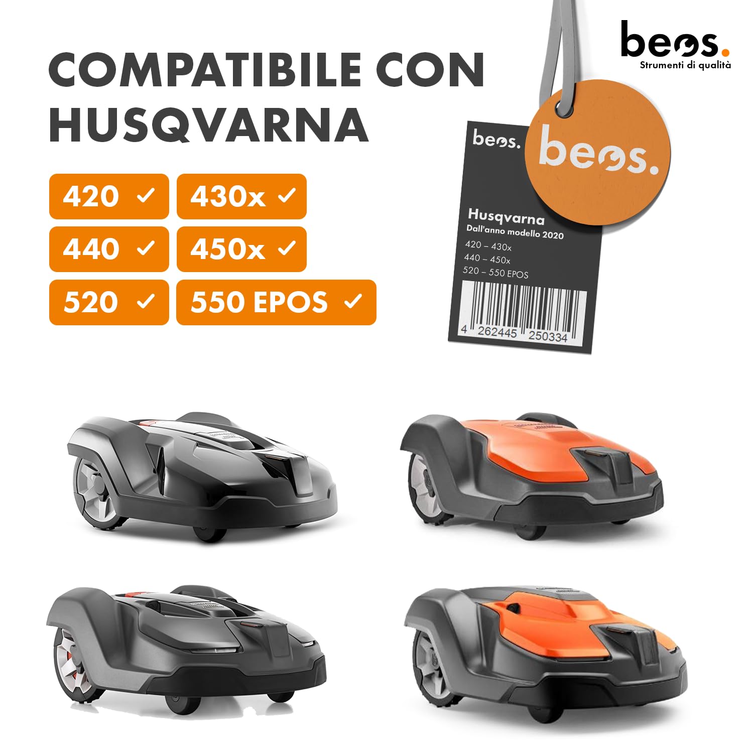 BEOS Disco Porta-Lame modificato per Robot Tosaerba Premium - Disco Porta-Lame Rinforzato con Fibra di Vetro per 7 Lame - Husqvarna 315x|420|440|430x|450x|520 EPOS|550 - Ø 222 mm
