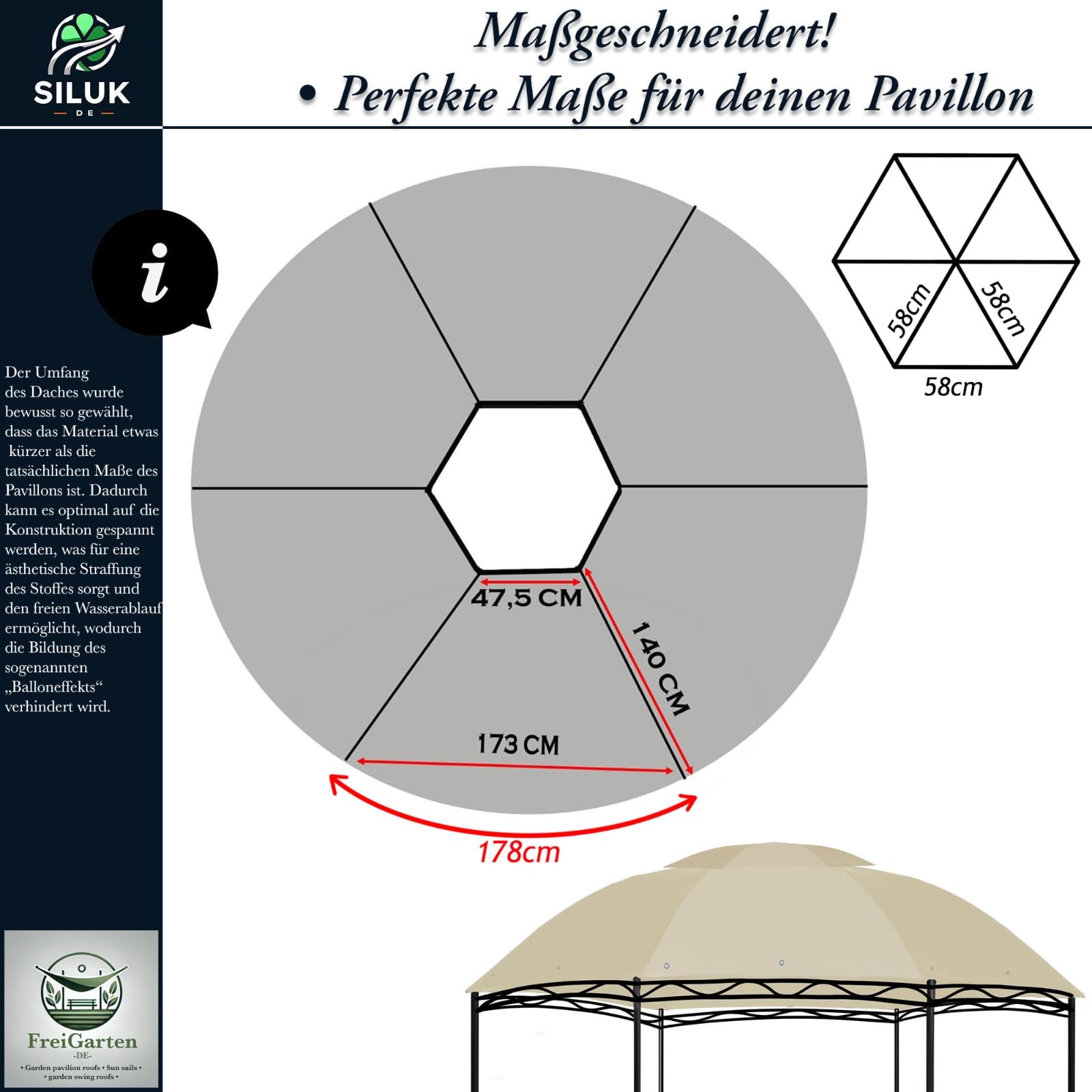 Modello 2 Tetto di ricambio per gazebo da giardino Ø 350 [cm] Materiale impermeabile: panama in PVC, morbido, 370 g/m², ultra resistente, modello 4 (beige)
