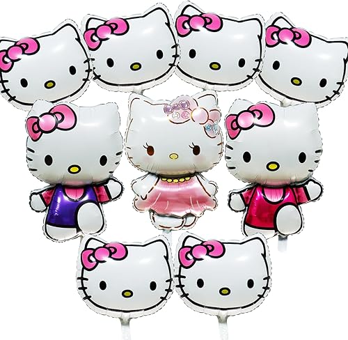 9 piezas de globos de cumpleaños Kawaii, bonitos globos de fiesta para niños, suministros de fiesta temática de anime, globo de película de aluminio