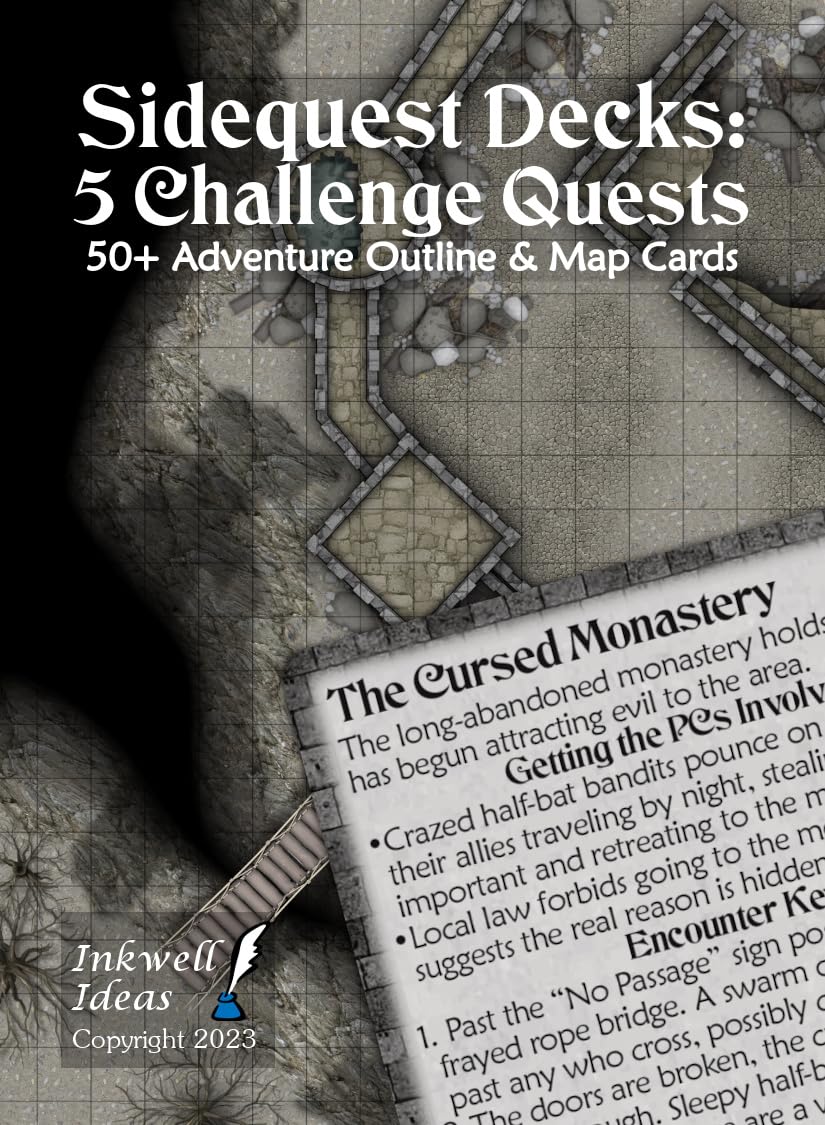 Inkwell Ideas Sidequest Decks: 5 Challenge Quests - 54 Fantasy Adventure Cards - Ages 12+