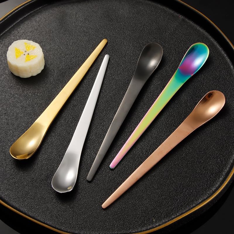 Silverware Flatware Set, 1/4/6/8 Pieces Creative Small Spoons, Short Handle Stainless Steel Coffee Spoons, Small Spoons, Dessert Ice Cream Spoons (Color : Silver, Size : 6Pcs)