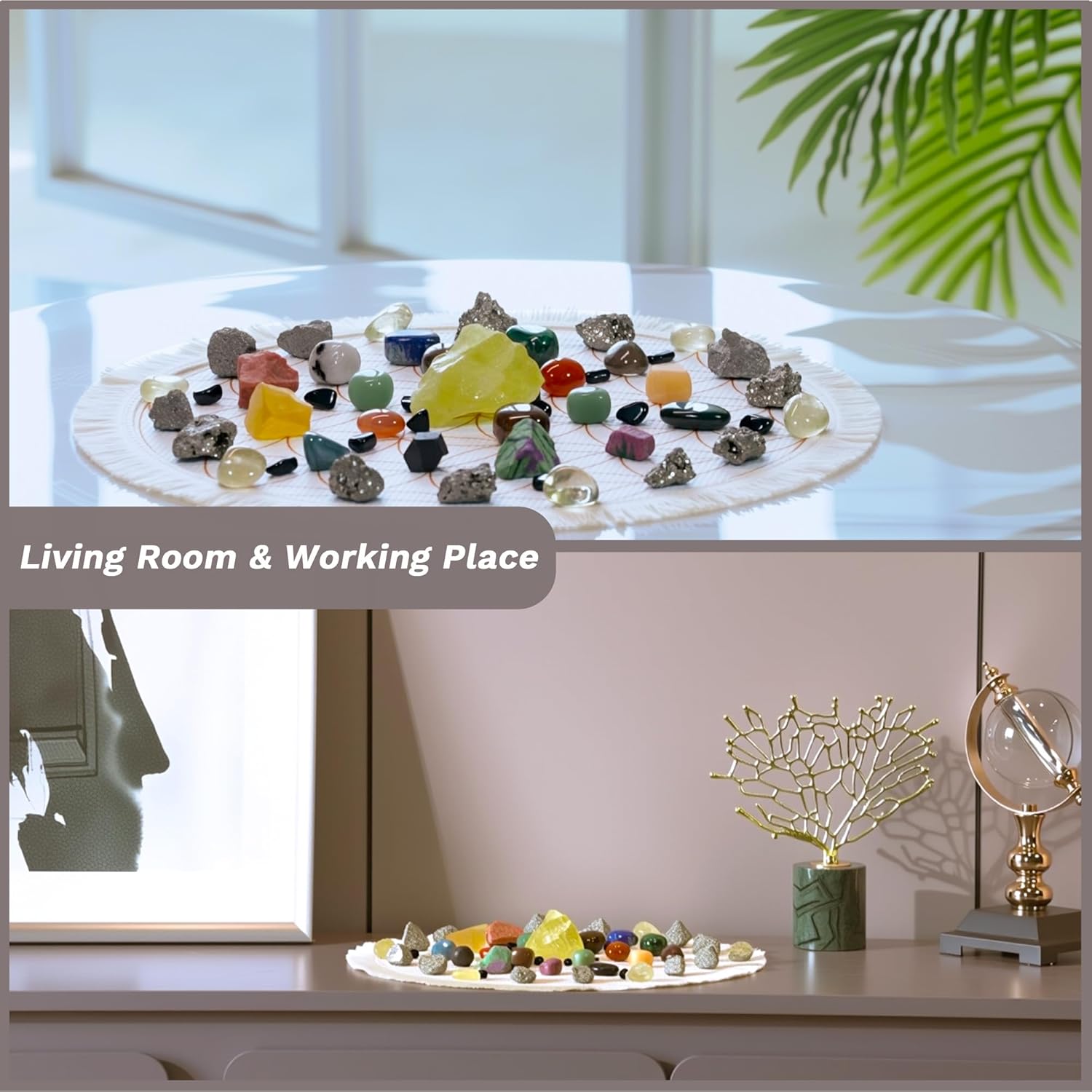 38 Pcs Crystals and Healing Stones. 65 oz Healing Crystal Set for Meditation, Crystal Collection, Decor. Oletiacisi Crystal Abundance Set. Sacred Geometric mat Help Setup a Crystal Grid