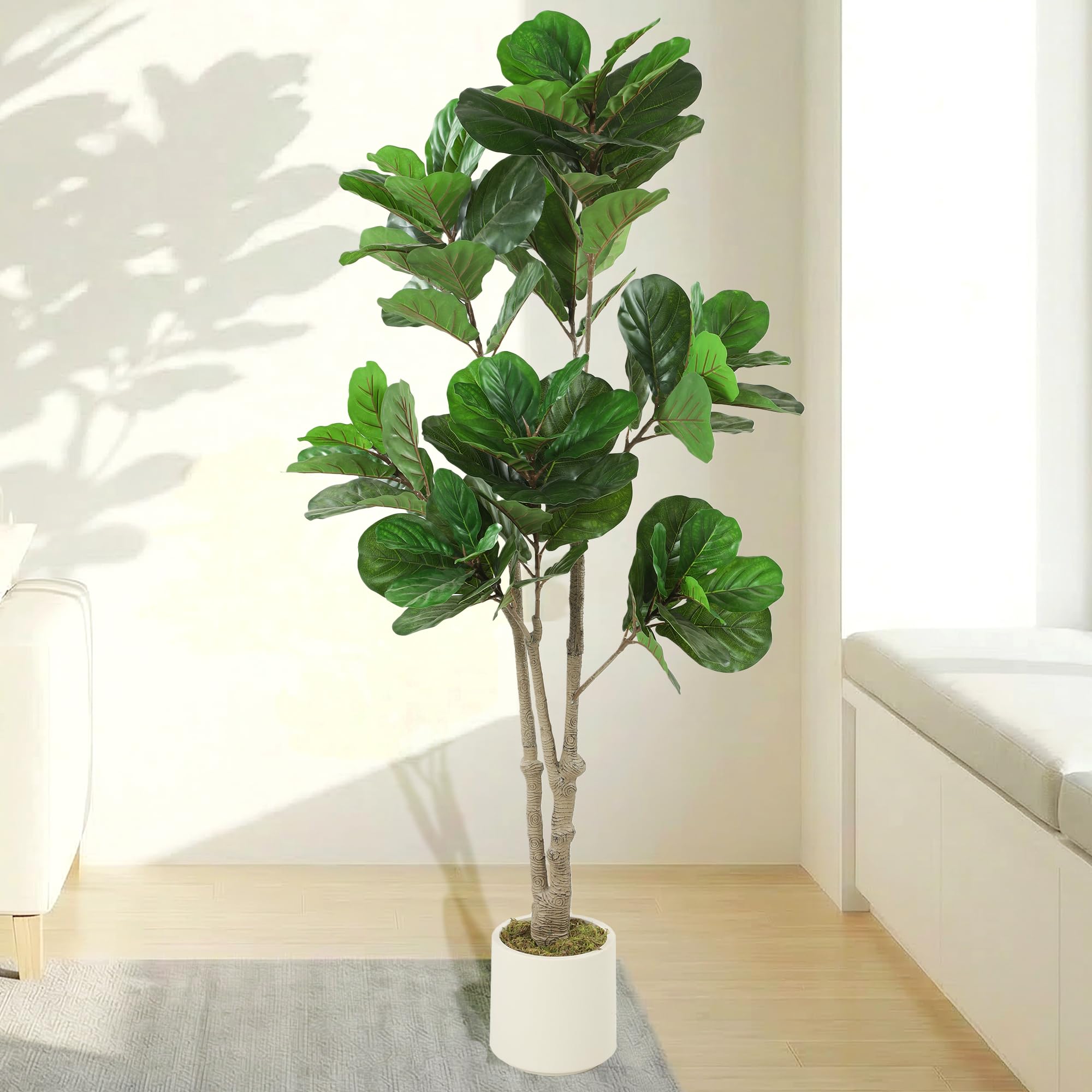 Homcom 180Cm Artificial Fiddle Leaf Fig Tree, Realistic Fake Plant, Green