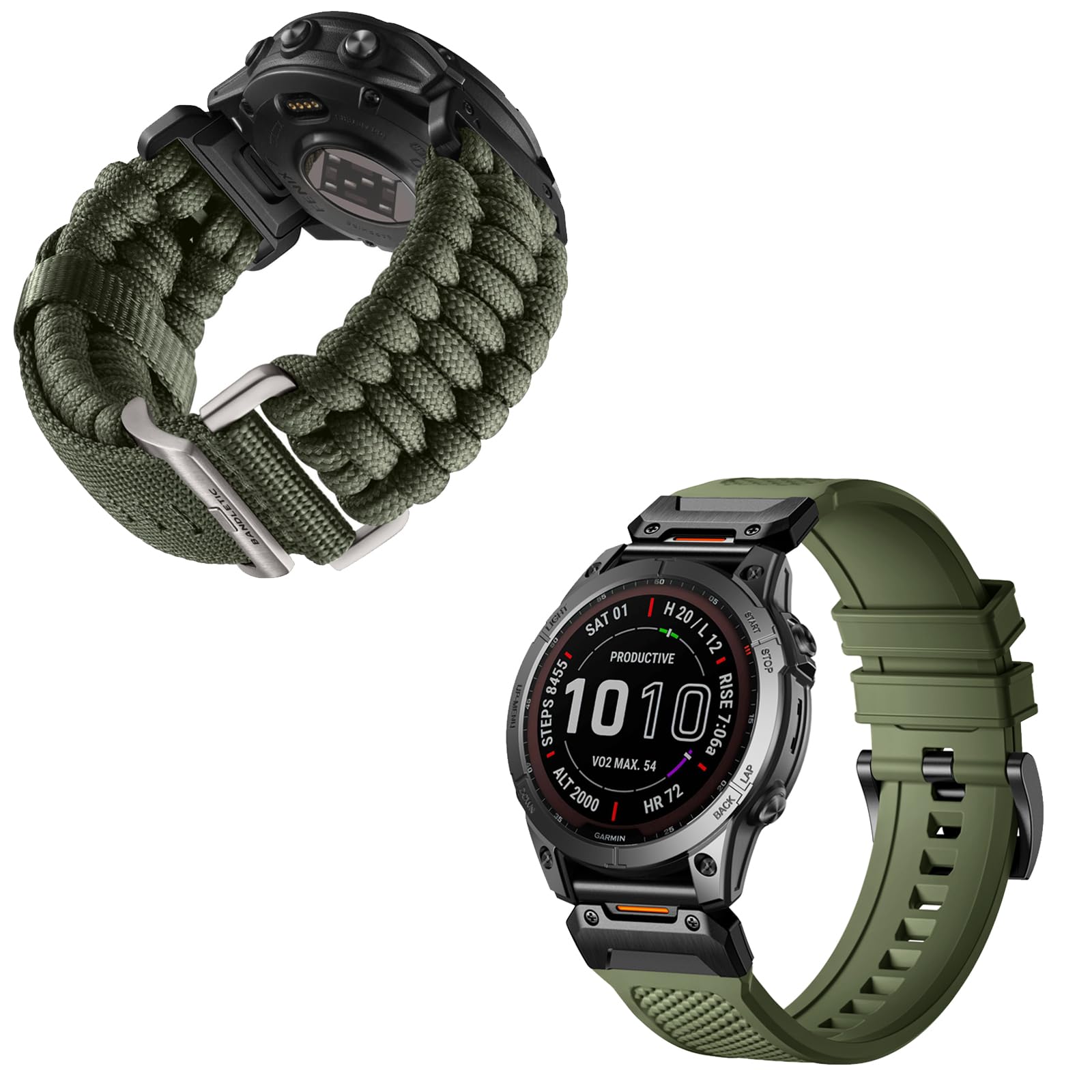 アクセサリー Garmin 1030plus Amazon.com: Bandletic Paracord Band + Silicone Band Compatible