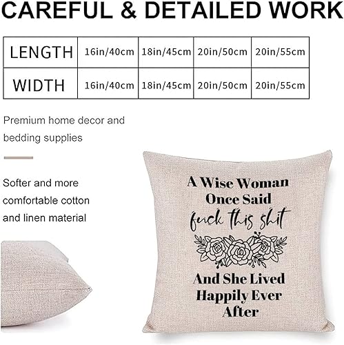 Miniatura 2 de Funda de almohada A Wise Woman Once Said Fuck This Shit and She Lived Happily Ever After Moderna Funda de almohada decorativa de tela de lona para