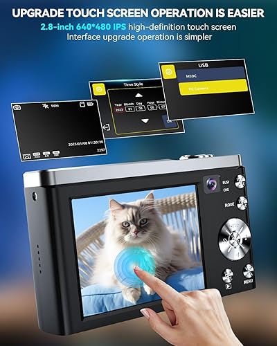 Miniatura 6 de Cámara digital, cámaras 5K 56MP para enfoque automático de fotografía, cámara compacta de vlogging con cámara frontal y trasera, zoom óptico 10X,