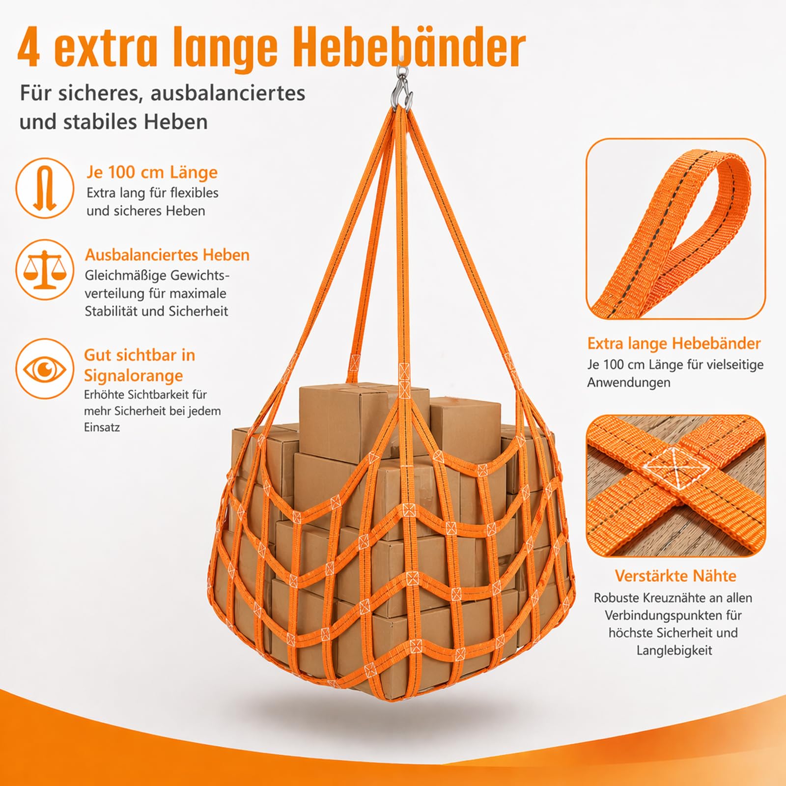 Hebe-Hebenetz, 1 X 1 m Ladung Hängendes Netz, Polyester Ladungshebenetz, 10cm Quadratische Mesh Load 300kg, Hangendes Hebenetz Zum Be Und Entladen Von Fracht