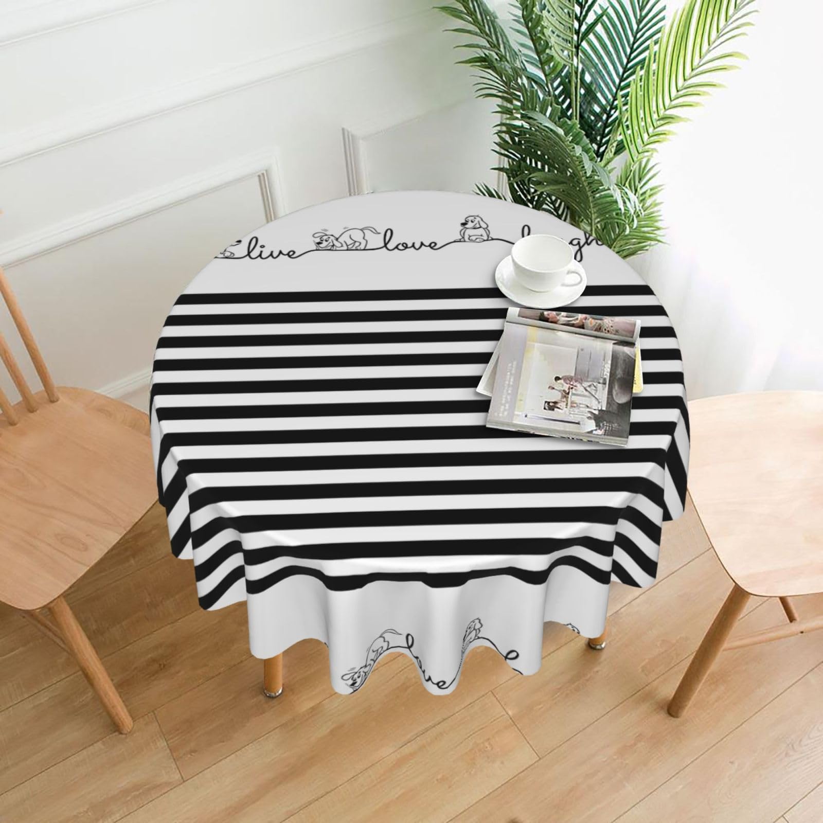 YYHHAOFA Cute Animal Farm Dog Prints 60in Round Decorative Tablecloth – High-Grade Polyester Throw Cover for Dining, Parties, and Outdoor Events