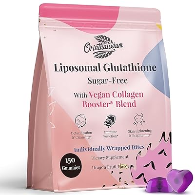 Liposomal Glutathione Gummies 1000MG - Reduced L-Glutathione for Antioxidant - Sugar Free Glutathione Supplement with Vitamin C, Vegan Collagen Gummies for Liver Detox, Glowing Skin - 150 Gummies