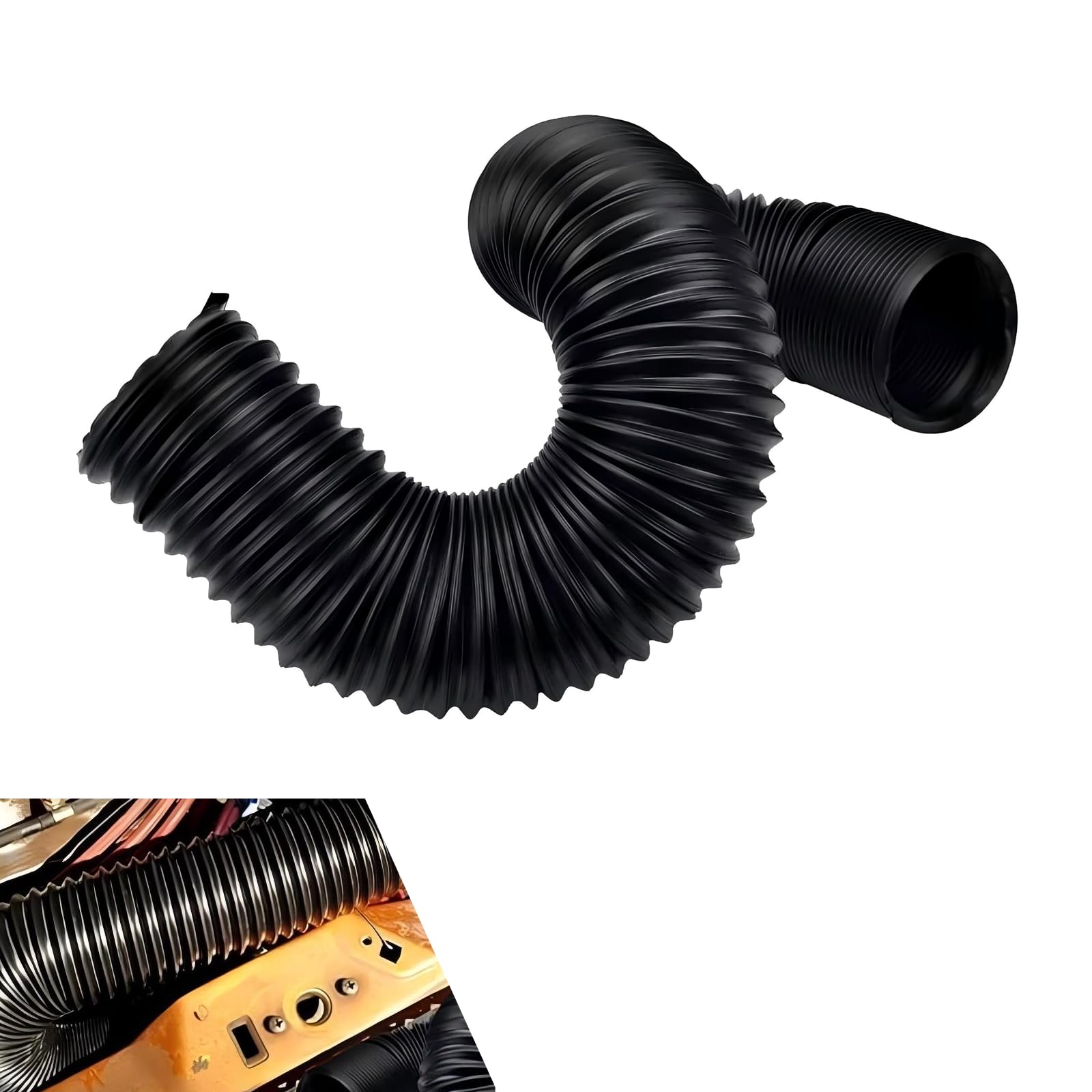 1 PC Cold Air Intake Hose, 3" (76MM) interfaces Air Tubes, Anti-leak Water-proof Flexible Duct with Length from 10" to 40", Universal for Most Cars, Trucks, SUVs (Black)