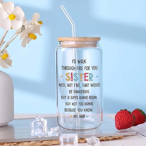 Miniatura 3 de Regalos para hermanas  Regalo para el día de la madre para hermana  Cristal para hermana  Regalos para hermana de hermana  I'd Walk Through Fire For