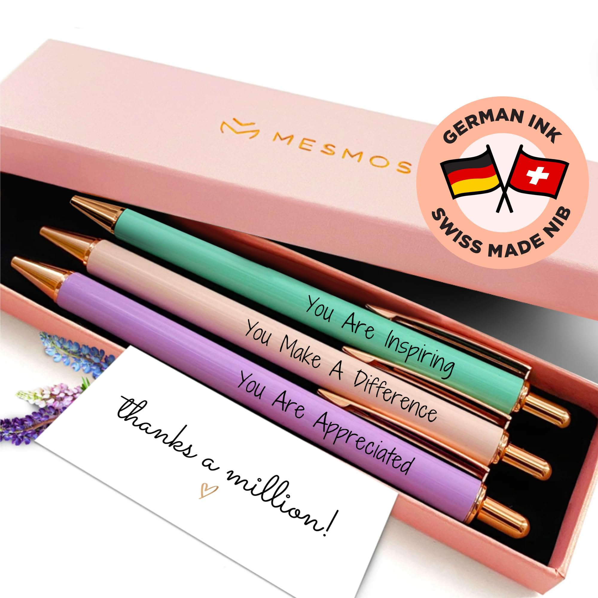 MESMOS 3pk Fancy Pen Set, Teacher Appreciation Gifts for Women Teacher Pens, Thank You Gifts from Student