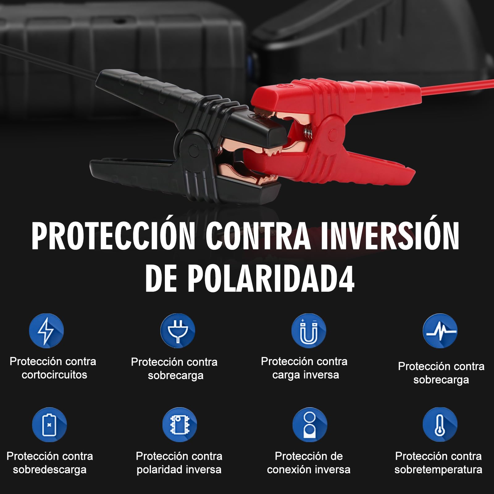 Arrancador de Baterias de Coche,1500 A Arrancador de Coches Portatil para Motor 7.0 L Gasolina o 5.5 L Diesel con Pinzas Bateria Coche, 12 V Booster con Carga rápida USB y Linterna LED de Emergencia