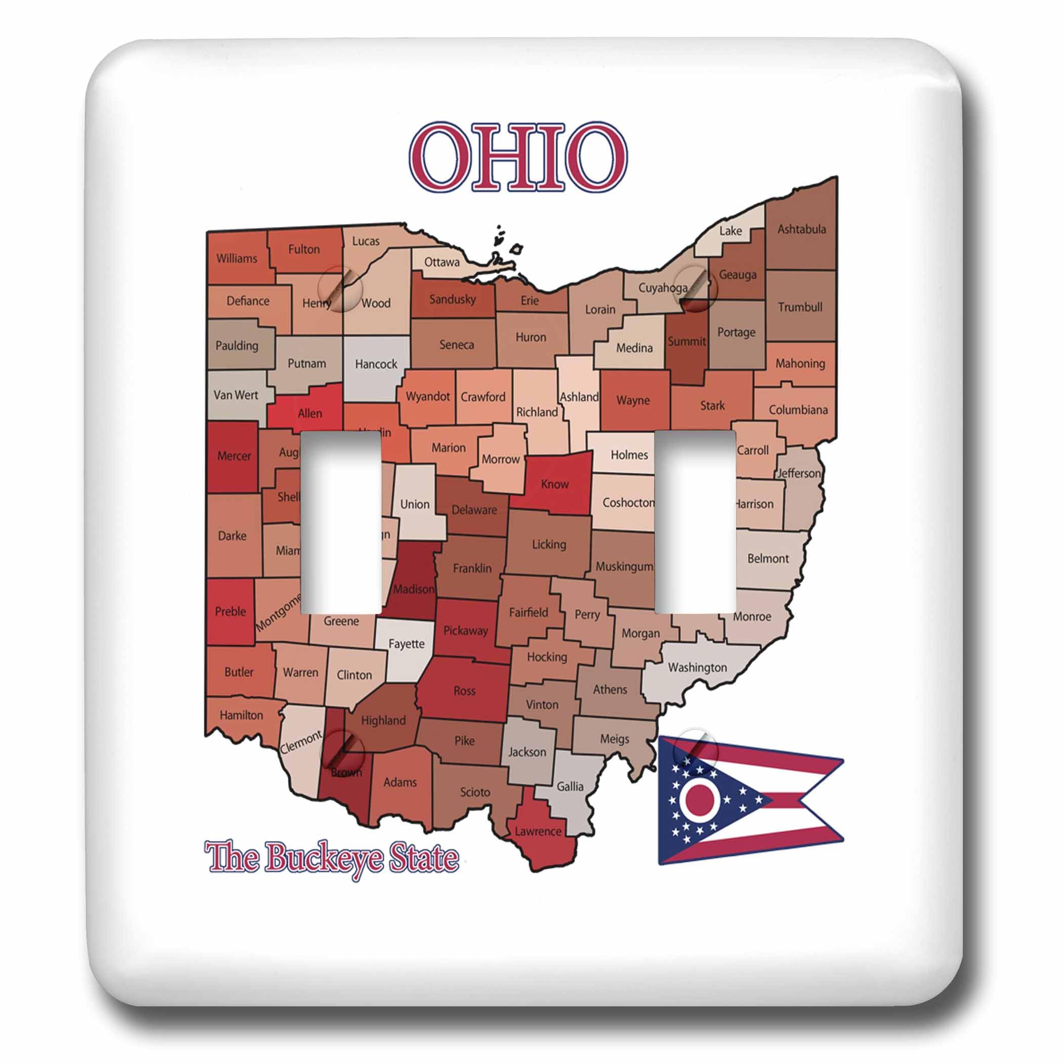 Interruptor de palanca doble de Ohio 3dRose lsp_205189_2 con mapa de condados coloreados