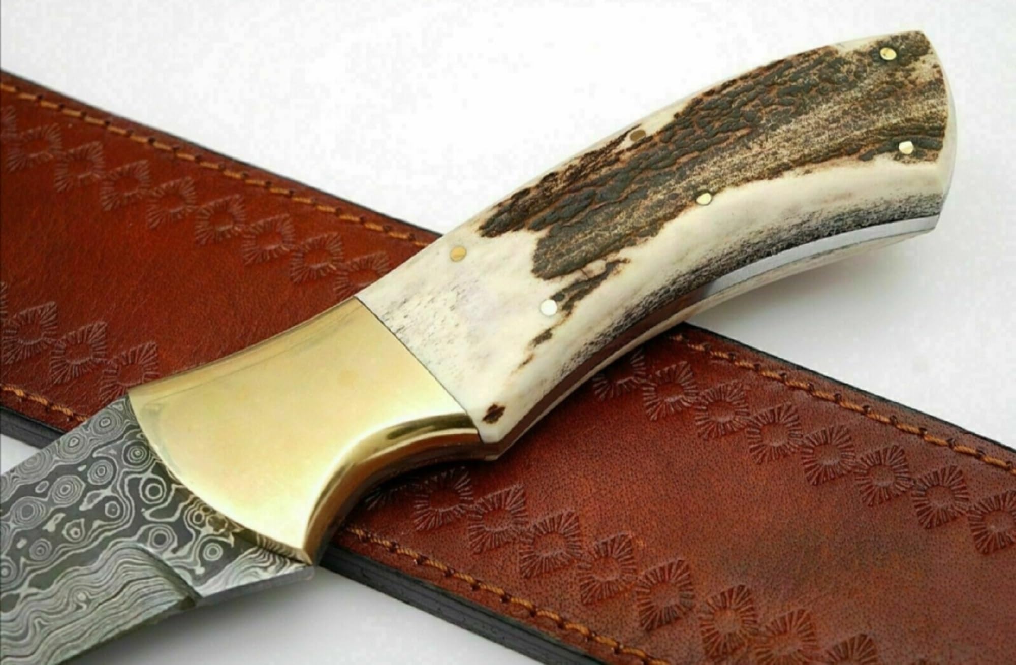 Empire - 30 Inch Long - Sharpe Edges - Handmade Damascus Steel Viking Machete with Sheath - Stag Horn Grip - Hand Forged Full Tang Machete - Best Gift for Him