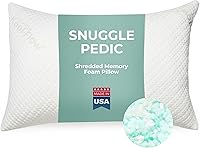 Vista 1 de Snuggle-Pedic Almohada de espuma viscoelástica triturada, las almohadas frescas originales para personas que duermen de lado, estómago y espalda